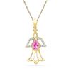 Image 1 : Pear Lab-Created Pink Sapphire Angel Pendant 5/8 Cttw 10kt Yellow Gold