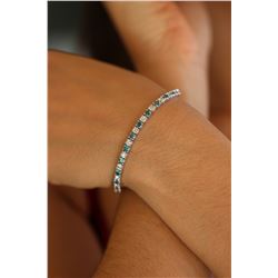 Natural 6.13 ctw White & Blue Diamond Eternity Tennis Bracelet 14K White Gold - REF-408Z2R