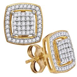 Diamond Square Frame Cluster Earrings 1/3 Cttw 10kt Yellow Gold