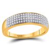 Image 1 : Mens Round Pave-set Diamond Wedding Band Ring 1/4 Cttw 10kt Yellow Gold