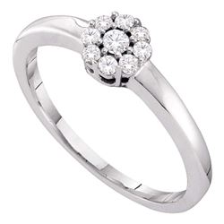 Diamond Cluster Bridal Wedding Engagement Ring 1/5 Cttw 14kt White Gold