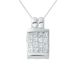 0.66 CTW Princess Diamond Pendant 18K White Gold - REF-74W2H