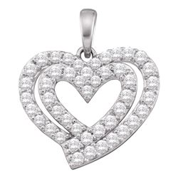 Diamond Heart Pendant 3/4 Cttw 10kt White Gold