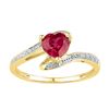 Image 1 : Heart Lab-Created Ruby Solitaire Diamond-accent Ring 1.00 Cttw  10kt Yellow Gold