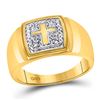 Image 1 : Mens Diamond Cross Band Ring .01 Cttw 10kt Yellow Gold