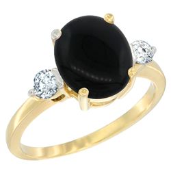 1.75 CTW Onyx & Diamond Ring 14K Yellow Gold - REF-66H8M