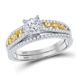 Diamond Bridal Wedding Engagement Ring Band Set 1/2 Cttw 10kt Two-tone Gold