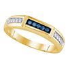 Image 1 : Round Blue Color Enhanced Diamond Band Ring 1/4 Cttw 14kt Yellow Gold