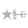 Image 1 : Diamond Star Cluster Screwback Earrings 1/20 Cttw 10kt White Gold