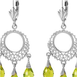 Genuine 3.75 ctw Peridot Earrings 14KT White Gold - REF-43H8X