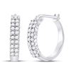 Image 1 : Round Pave-set Diamond Huggie Hoop Earrings 1/4 Cttw 10kt White Gold