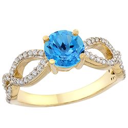 1.25 CTW Swiss Blue Topaz & Diamond Ring 10K Yellow Gold - REF-49W8F