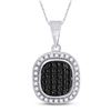 Image 1 : Round Black Color Enhanced Diamond Cluster Pendant 1/4 Cttw 10kt White Gold