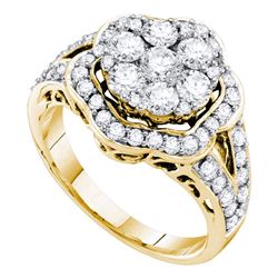 Diamond Cluster Ring 2.00 Cttw 14kt Yellow Gold