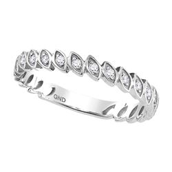 Diamond Marquise Shaped Stackable Band Ring 1/10 Cttw 10kt White Gold