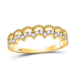 Diamond Scalloped Stackable Band Ring 1/4 Cttw 10kt Yellow Gold