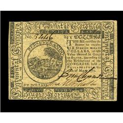 Continental Currency May 10, 1775 $6 Very Choice New. A Continental Currency May 10, 1775 $6 Very Ch