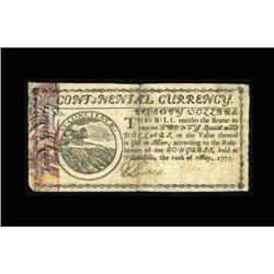 Continental Currency May 10, 1775 $20 VF-XF Continental Currency May 10, 1775 $20 Very Fine-Extremel