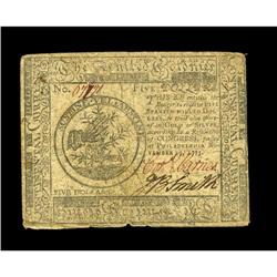 Continental Currency November 29, 1775 $5 Very Fine. We Continental Currency November 29, 1775 $5 Ve