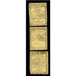 Three Fractional Continentals. A $1/6, $1/3, and $1/2 a Three Fractional Continentals.