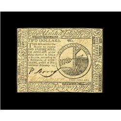 Continental Currency February 17, 1776 $2 Extremely Fin Continental Currency February 17, 1776 $2 Ex