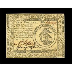Continental Currency February 17, 1776 $3 Very Choice N Continental Currency February 17, 1776 $3 Ve