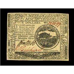 Continental Currency February 17, 1776 $4 Choice About Continental Currency February 17, 1776 $4 Cho