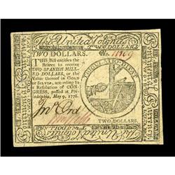 Continental Currency May 9, 1776 $2 Gem New. Beautifull Continental Currency May 9, 1776 $2 Gem New.