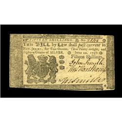 New Jersey June 22, 1756 15s Choice New. Beautifully cr New Jersey June 22, 1756 15s Choice New.