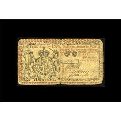 New Jersey April 10, 1759 L6 Very Fine. The face has th New Jersey April 10, 1759 L6 Very Fine.