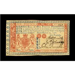 New Jersey March 25, 1776 L6 Gem New. An extremely nice New Jersey March 25, 1776 L6 Gem New.