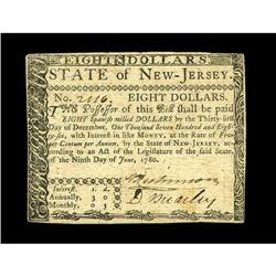 New Jersey June 9, 1780 $8 Extremely Fine. Fully signed New Jersey June 9, 1780 $8 Extremely Fine.