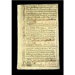 North Carolina December, 1771 2s6d, L1, 10s Uncut Sheet North Carolina December, 1771 2s6d, L1, 10s 