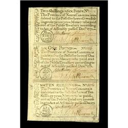 North Carolina December, 1771 Strip of Three Very Choic North Carolina December, 1771 Strip of Three