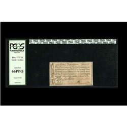 North Carolina December, 1771 L1 PCGS Gem New 66PPQ. A North Carolina December, 1771 L1 PCGS Gem New