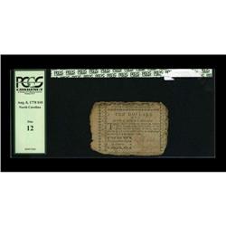 North Carolina August 8, 1778 $10 PCGS Fine 12. This is North Carolina August 8, 1778 $10 PCGS Fine 