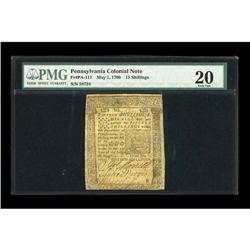 Pennsylvania May 1, 1760 15s PMG Very Fine 20. The Ben Pennsylvania May 1, 1760 15s PMG Very Fine 20
