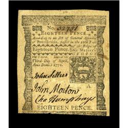 Pennsylvania April 3, 1772 18d New. There are a few age Pennsylvania April 3, 1772 18d New.