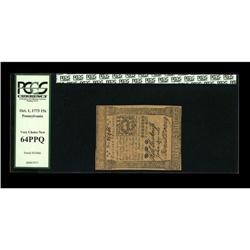 Pennsylvania October 1, 1773 15s PCGS Very Choice New 6 Pennsylvania October 1, 1773 15s PCGS Very C