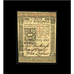 Pennsylvania October 1, 1773 50s Very Choice New. One m Pennsylvania October 1, 1773 50s Very Choice