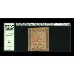 Pennsylvania April 10, 1775 L5 PCGS New 60. This is the Pennsylvania April 10, 1775 L5 PCGS New 60.