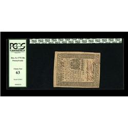 Pennsylvania December 8, 1775 30s PCGS Choice New 63. A Pennsylvania December 8, 1775 30s PCGS Choic