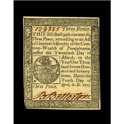 Pennsylvania April 10, 1777 3d Very Choice New. A lovel Pennsylvania April 10, 1777 3d Very Choice N