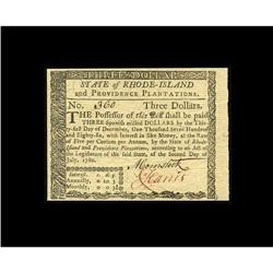 Rhode Island July 2, 1780 $3 Gem New. This $3 example f Rhode Island July 2, 1780 $3 Gem New.