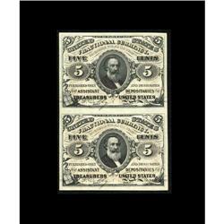 Fr. 1236 5¢ Third Issue Vertical Pair Superb Gem New. A Fr. 1236 5¢ Third Issue Vertical Pair Superb