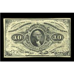 Fr. 1255 Milton 3R10.6g 10¢ Third Issue Extremely Fine. Fr. 1255 Milton 3R10.6g 10¢ Third Issue Extr