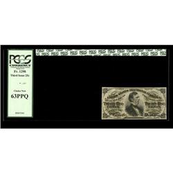 Fr. 1298 25c Third Issue PCGS Choice New 63PPQ. The bac Fr. 1298 25c Third Issue PCGS Choice New 63P