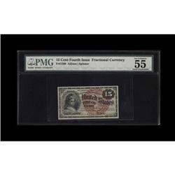 Fr. 1268 15c Fourth Issue PMG About Uncirculated 55. PM Fr. 1268 15c Fourth Issue PMG About Uncircul