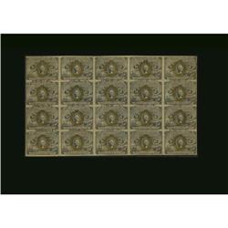 Fr.1233 Milton 2R5.2g 5¢ Second Issue Full Sheet of 20 Fr.1233 Milton 2R5.2g 5¢ Second Issue Full Sh