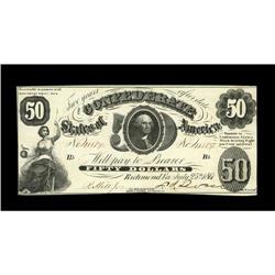 T8 $50 1861. Light handling is noticed on this early Co T8 $50 1861.